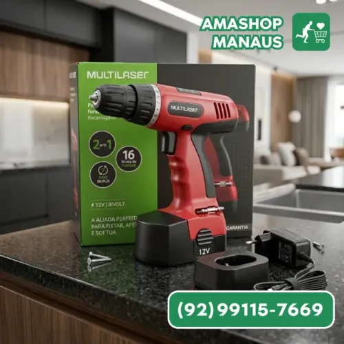 Parafusadeira Furadeira Elétrica Bivolt 12V Multilaser com Maleta