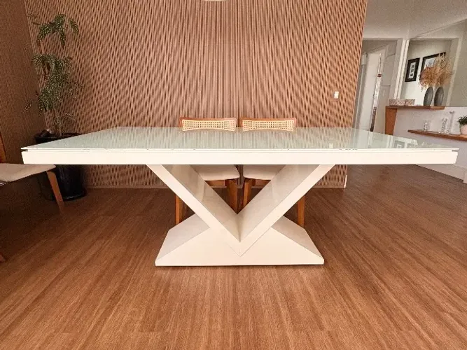 Mesa de jantar 6 lugares retangular branca 