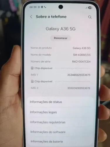 Galaxy A36 5g totalmente perfeito com 3 capinhas 