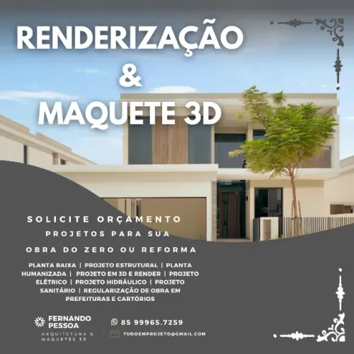Maquete 3D e renderizações