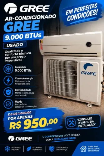 AR CONDICIONADO GREE 9000 BTUS COM GARANTIA.