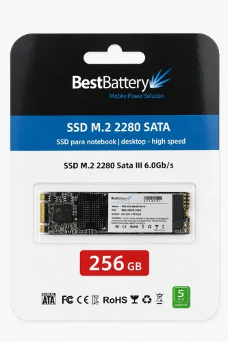 SSD M.2 SATA 256GB BestBattery 2280 | Alta Velocidade | Novo