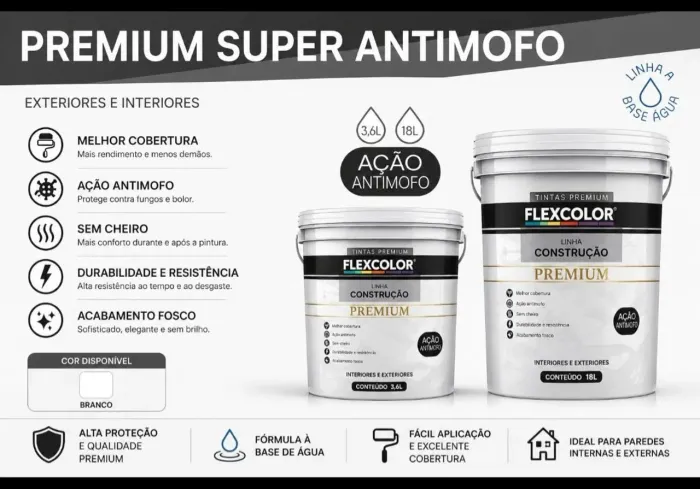 Tinta Super Anti Mofo Premium Branco Fosco 16L