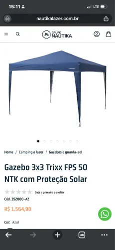 Tenda tipo Gazebo Nautika 3x3m articulado