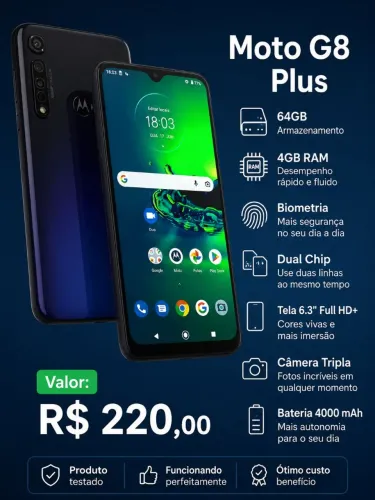 Moto g8 plus 64GB 4ram biometria dual chip 