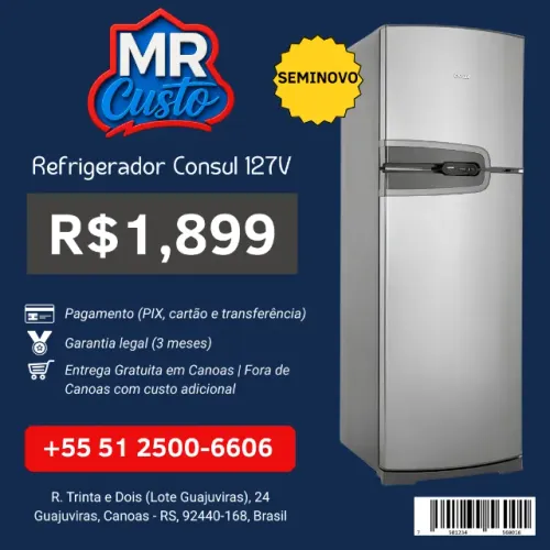 Geladeira Consul Seminova | Revisada e Testada, com Garantia e Frete Grátis | MR Custo