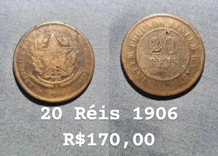 20 Réis 1906 - Moeda Antiga