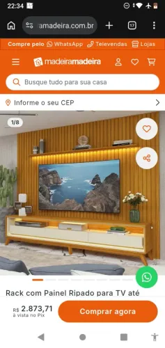 Rack e prateleira com led madeira madeira