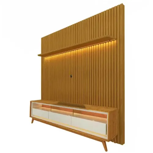 Rack Requinte 212cm com Painel Nobre 230cm para Tv Até 85 Polegadas Gelius