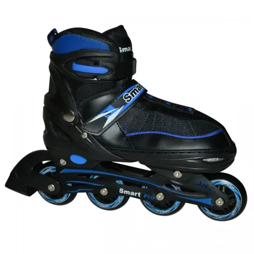 Patins Inline Smart Pro Preto e Azul Ajustável 39-42