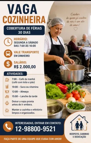Vaga para Cozinheira