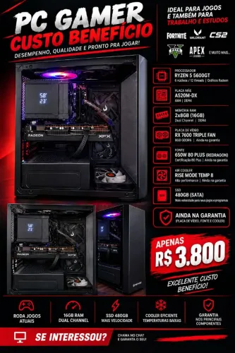 Pc gamer custo benefício