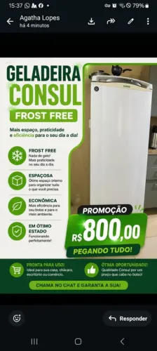 Geladeira Cônsul uso de 1 dono dividi em 10x juros maquineta