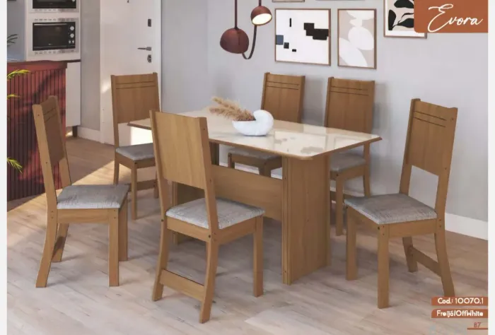 Mesa de jantar 6 cadeiras MDF