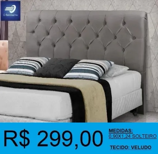Cabeceira de veludo- entrega E instalação gratuita 