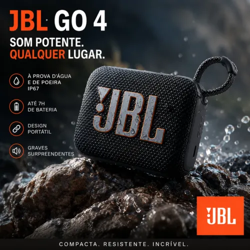 Caixa de Som JBL GO 4 Bluetooth Original - Som Potente, Compacta e À Prova d?Água
