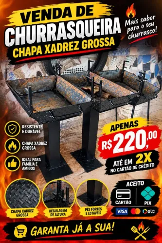 Churrasqueira de chapa xadrez
