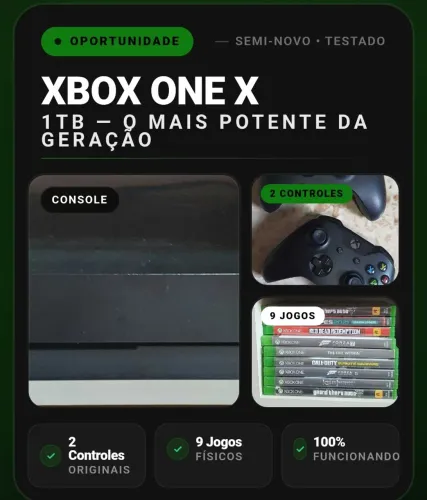 Vendo um Xbox one X novo usado funcionando perfeitamente