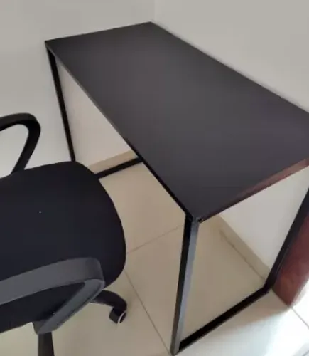 Mesa Escrivaninha MDF Preta Industrial 90 CM Moderna Home Office Quarto Estudo Computador