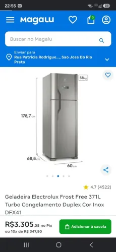 Geladeira 2 portas fross free electrolux 310lt