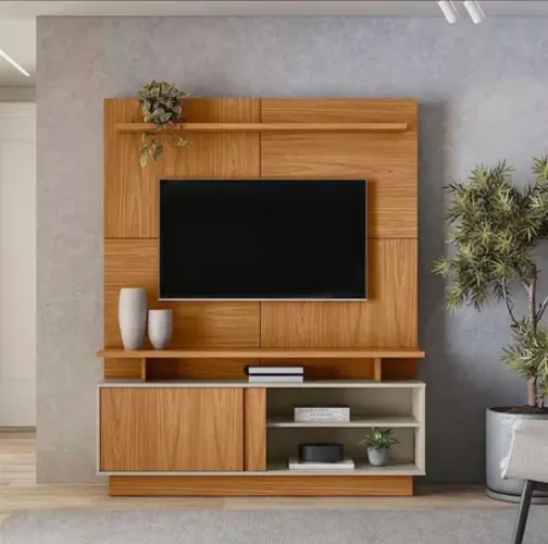 Painel Home com Design Chanfrado e Porta de Correr