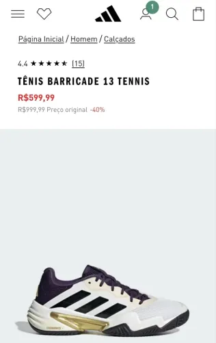 Adidas Barricade 13 (Tam 39)