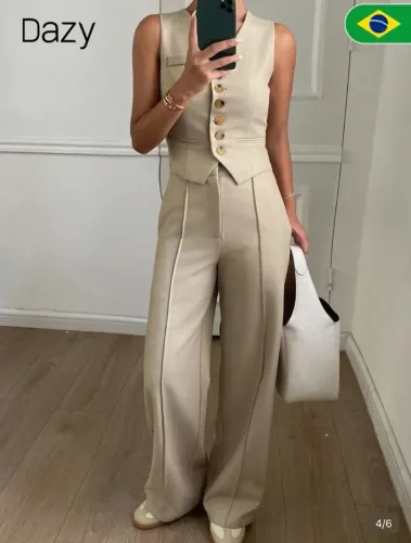 Conjunto de calça com colete