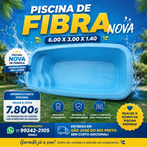 Piscina de fibra nova 6 metros