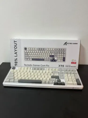 TECLADO MECANICO GAMER ATTACK SHARK X98 Layout 98 Teclas RGB Starlight White BRANCO - AS-X