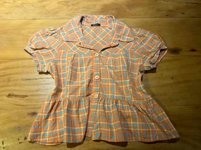 camisa xadrez boneca plissada