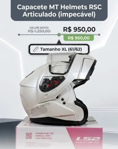 Capacete MT Helmets RSC Articulado - TAM 61/62