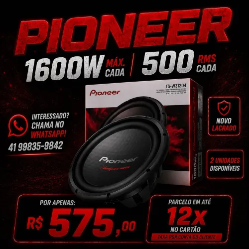 VENDO SUBWOOFER PIONEER TS-W312D4 500 RMS, NOVO!!!