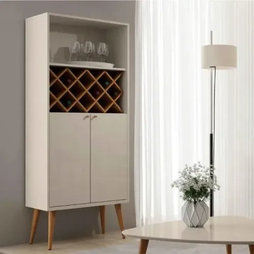 Armário Cozinha - natural c/ off white brilho - 67 cm