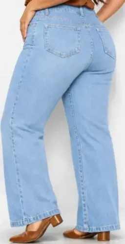 Calça plus size jeans feminina widw leg levanta bumbum nova  por apenas 80 Reais