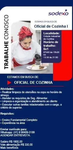 Cozinheiro / Oficial cozinha