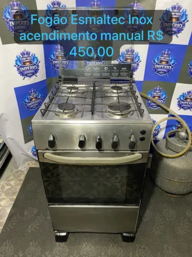 Fogão Esmaltec Inox 4 bocas - Conservado