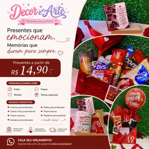 PRESENTES PERSONALIZADOS | Canecas, Cestas, Kits e Surpresas a partir de R$ 14,90