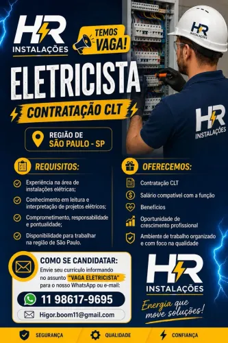 Vaga para eletricista em São Paulo 