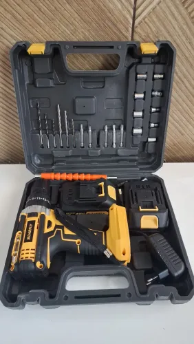 Parafusadeira e Furadeira Sem Fio 48V com Kit Completo - Maleta com Acessórios