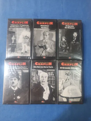 Os Grandes Filmes de Chaplin - Lote com 6 Filmes em VHS