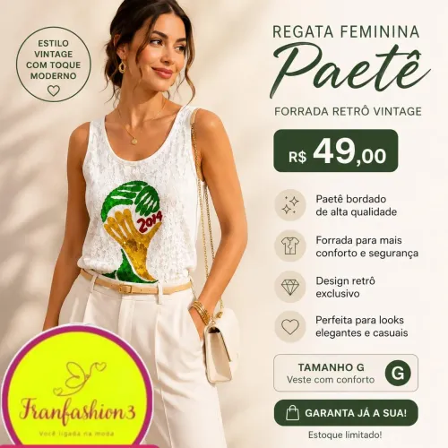 Regata retrô vintage em lantejoula