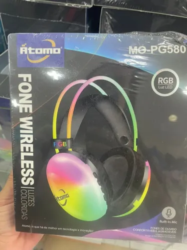 Fone sem fio com iluminação RGB 