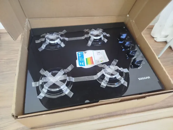 Cooktop Suggar 4 Bocas Vidro Temperado Preto (Série FG4004AVP)