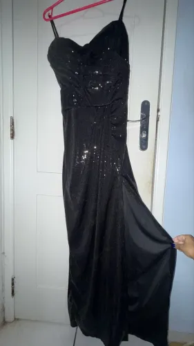vestido paete longo preto tam 42