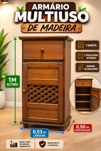 Armário Multiuso em Madeira 