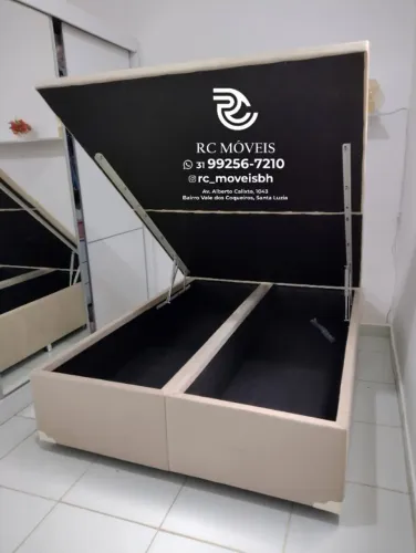 Cama box completa Baú Super King 1.93x2.03 Bipartido Blindado com Pistão a Gás | Qualidade