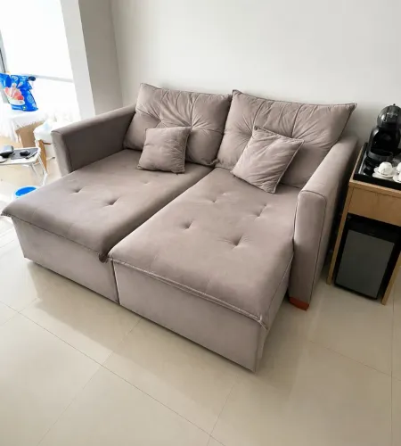 Sofá Cinza - 2,00x1,00 - vira cama - ENTREGO