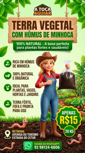 TERRA VEGETAL COM HÚMUS DE MINHOCA