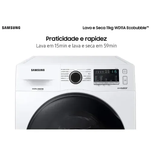 Lava e Seca Samsung 11kg Ecobubble WD11A Motor Inverter Branca 220V