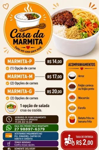 CASA DA MARMITA - ALMOÇO CASEIRO DELIVERY